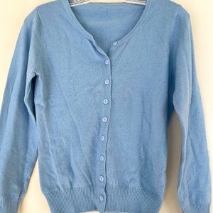 Rounded Neckline Cardigan Light Blue